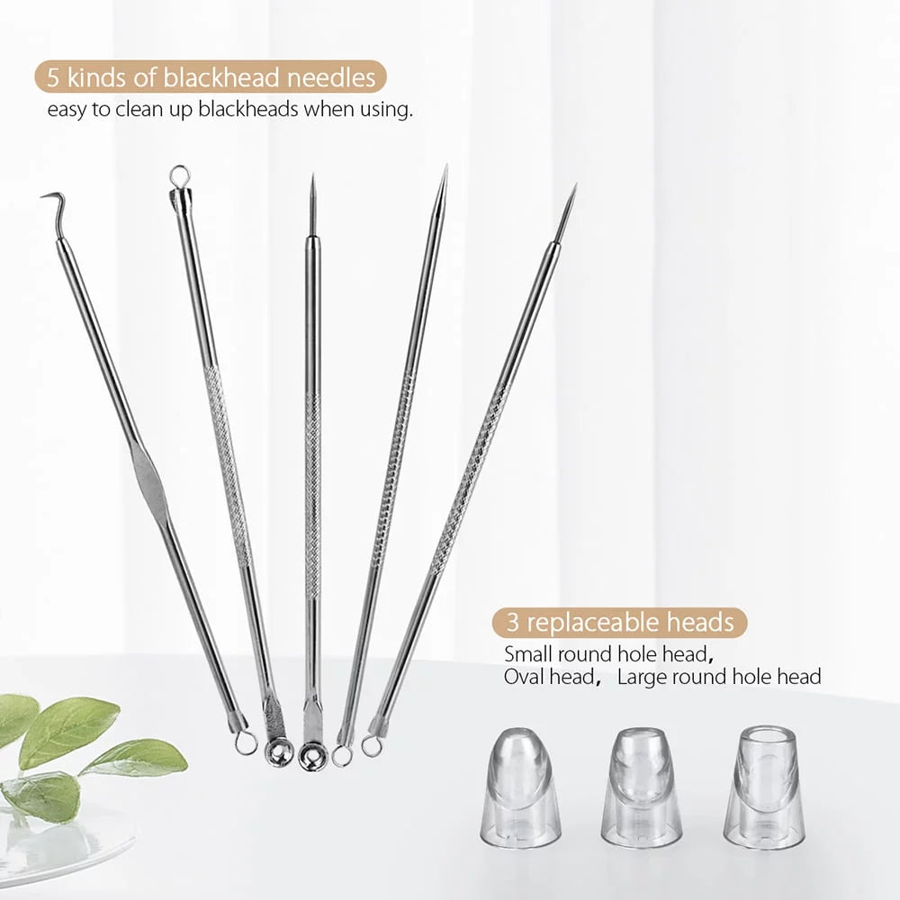 Curved Acne Removal Kit: Blackhead Remover & Pore Vacuum Pimple Extractor