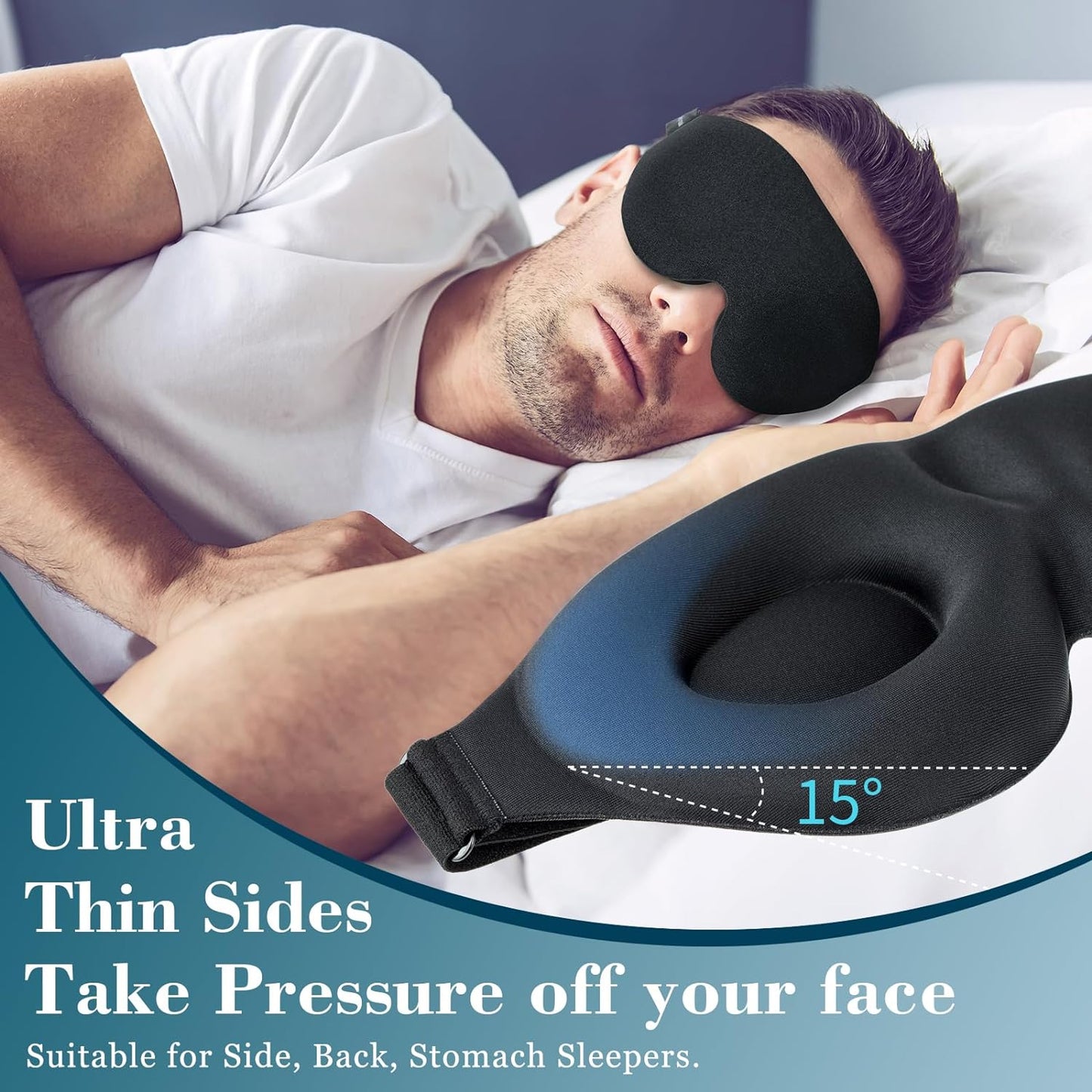 Luxury 3D Sleep Mask – Light-Blocking Contoured Cup Adjustable Strap Night mask