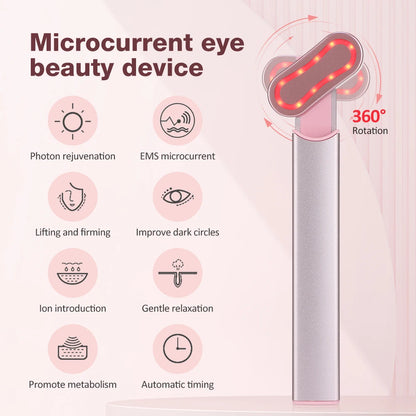 EMS Microcurrent Face Lifting Wand: Red Light Skin Tightening & Anti-Wrinkle Massager for Face, Eyes, and Neck