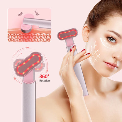EMS Microcurrent Face Lifting Wand: Red Light Skin Tightening & Anti-Wrinkle Massager for Face, Eyes, and Neck
