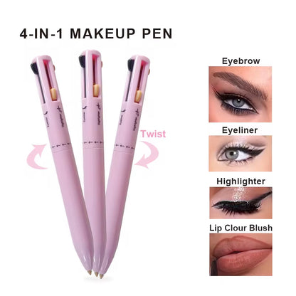 4-in-1 Multi-Functional Portable Cosmetic Pen: Eyeliner, Eyebrow Pencil, Lip Liner & Fluorescent Marker