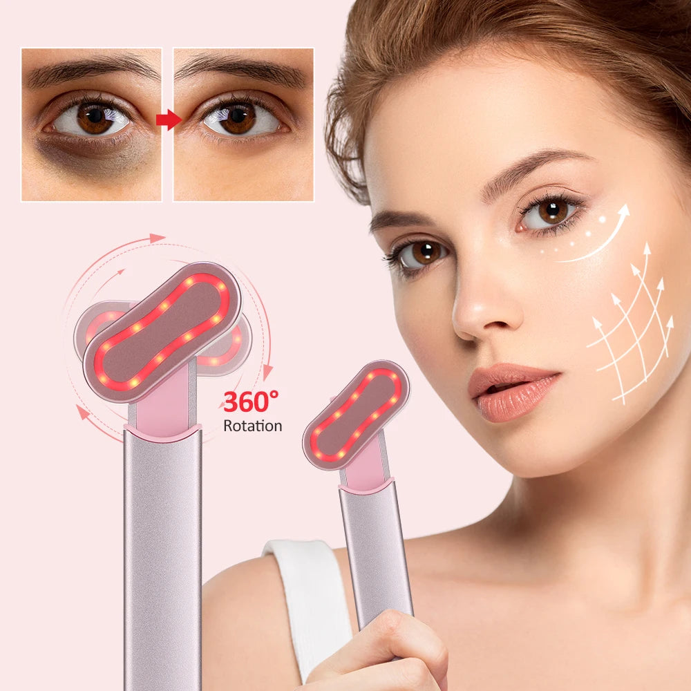 EMS Microcurrent Face Lifting Wand: Red Light Skin Tightening & Anti-Wrinkle Massager for Face, Eyes, and Neck