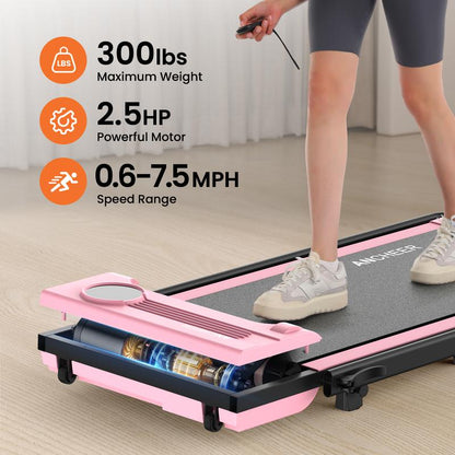 Ancheer 2-in-1 Treadmill with Armrest, LED Display & Remote Control