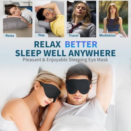 Luxury 3D Sleep Mask – Light-Blocking Contoured Cup Adjustable Strap Night mask 
