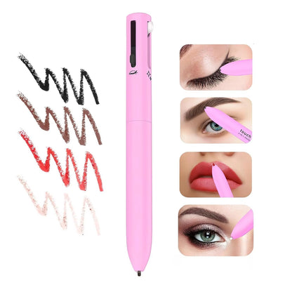 4-in-1 Multi-Functional Portable Cosmetic Pen: Eyeliner, Eyebrow Pencil, Lip Liner & Fluorescent Marker