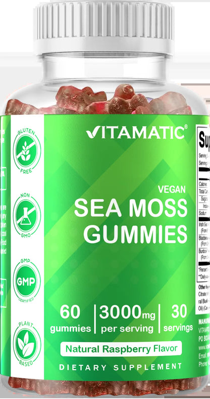 2-Pack Irish Sea Moss Gummies – 3000mg with Bladderwrack & Burdock Root"